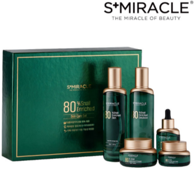 에스미라클 스네일 80 인리치드 스킨케어 5종 세트 기프트세트 쇼핑백증정, 1세트