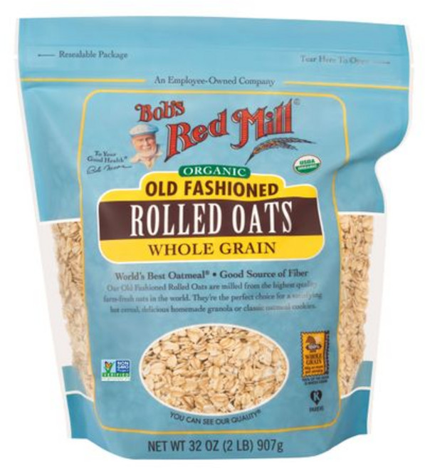 밥스 레드 밀 유기농 올드 패션드 롤드 오트 907 그램 Bob's Red Mill Organic Old Fashioned Rolled Oats 32oz (Pack of 1), 907.18g, 1개