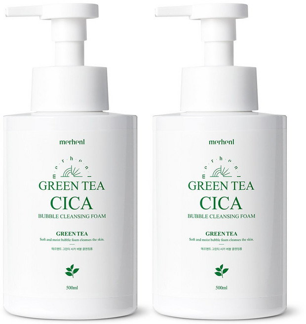 1+1 메르헨트 그린티 시카 버블 클렌징폼 500ml 약알칼리 딥클렌징 세안제 클렌저 폼클렌저, 2개