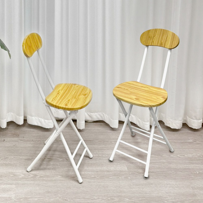 헤임아로 등받이 간편 접이식 폴딩 의자, 우드, 2개