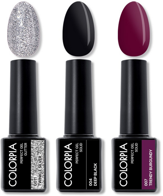 칼라피아 원스텝 젤네일 세트, 09. 트윙클실버+딥블랙+트렌디버건디, 6ml, 1개