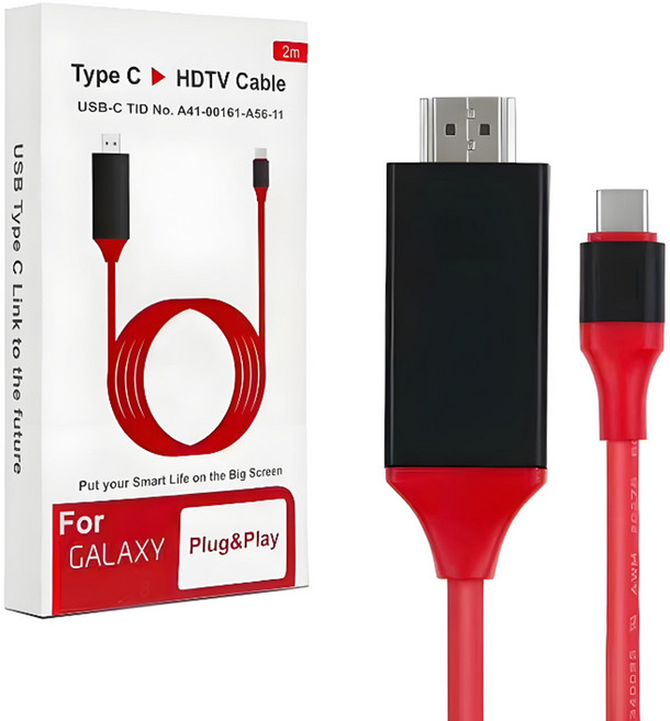 미러링케이블 넷플릭스 TV 연결 C type HDMI 핸드폰 티비 모니터 쿠팡플레이 디즈니플러스 케이블, 1개, 레드(품절시 랜덤), 200cm