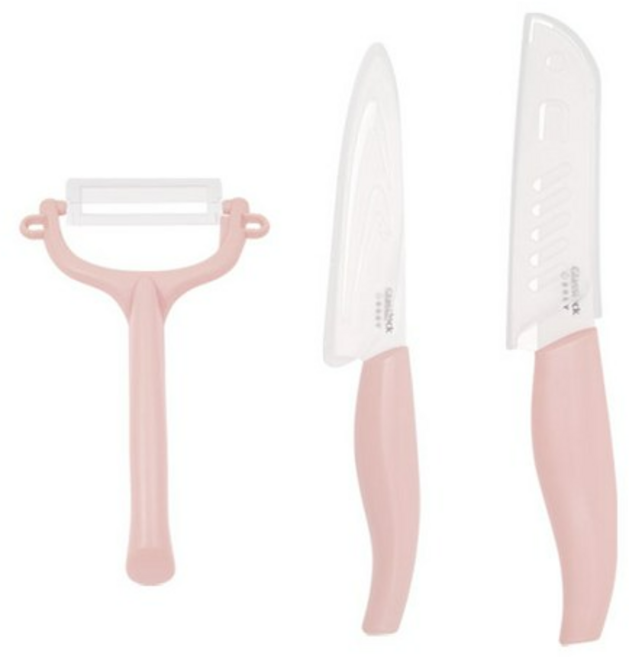 글라스락 베이비 이유식 세라믹 칼 3종 세트, 칼 2종 + 필러, 6세트, 핑크