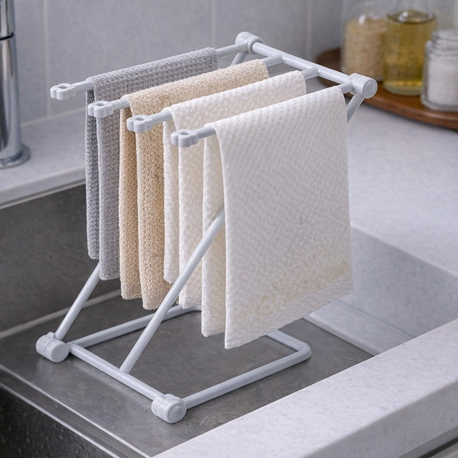 접이식 행주 거치대 싱크대 주방 행주 건조대 스탠드, 1개, 그레이
