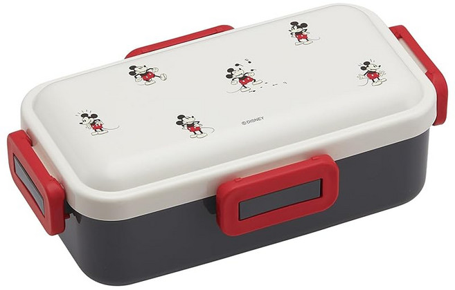 스케이터Skater 도시락 상자 530ml 1단 여성 일본제 국물 새기 어려운 4점 잠금 점심 상자 식세기 대응 레인지 대응 디즈니 미키 마우스 PFLB6AG-A, 1개, 상세페이지 참조