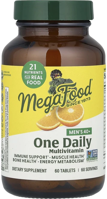 MegaFood 남성용 40+ 원 데일리 종합비타민 60정, 1개 - 쿠팡