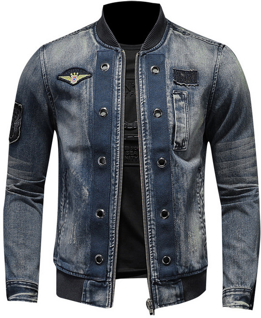 남성용 비행복 야구넥 집업 데님 코트 남성 뉴타임즈 F846T979