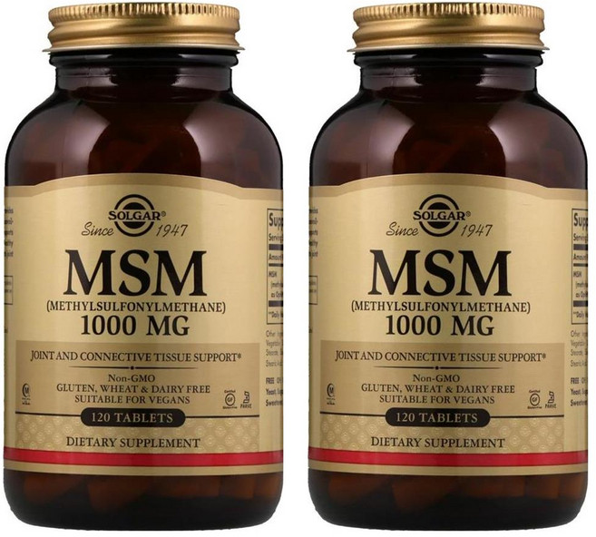 Solgar MSM 식이유황 메틸설포닐메탄 1000mg 1000mg 120정 2팩, 2개