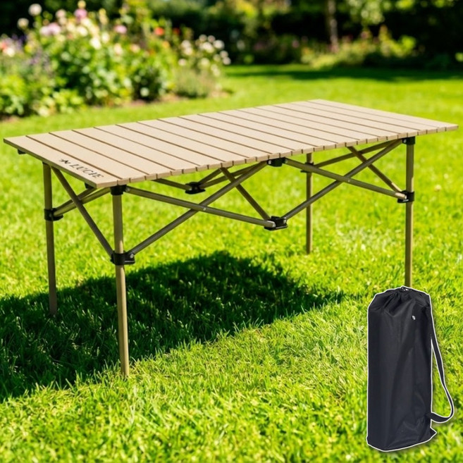 루시에 휴대용 캠핑 롤테이블 접이식 경량 알루미늄, 딥 베이지