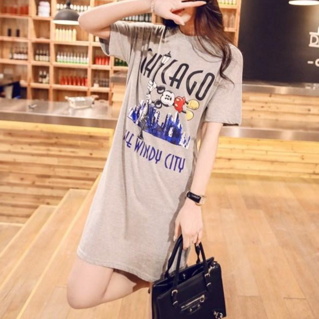 미키 원피스 홈웨어원피스 옆트임 반팔 캐릭터원피스