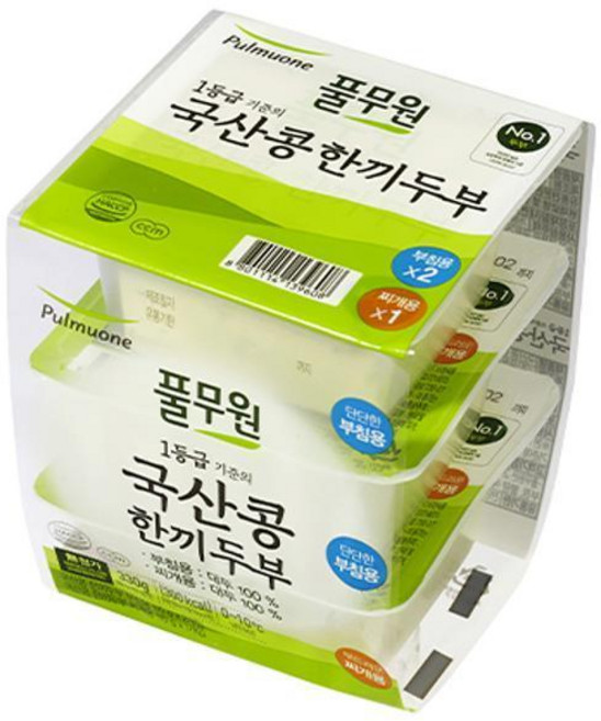 풀무원식품 한끼 두부 3개 부침용2개 찌개용1개 110g