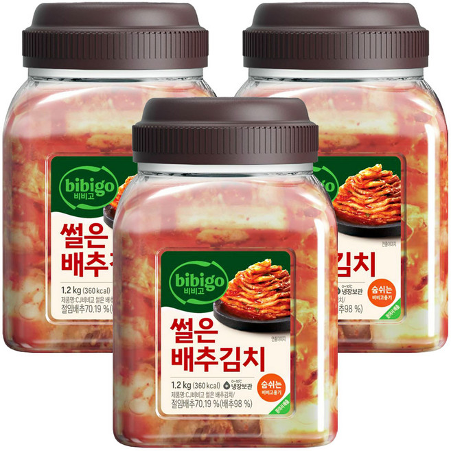 CJ 비비고 썰은 배추김치 1.2kg (용기), 3개