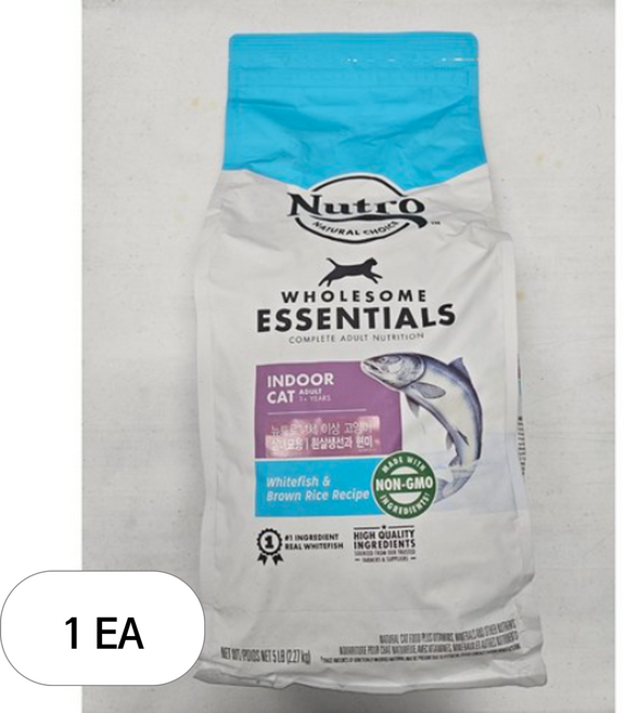 뉴트로 1세이상 고양이 인도어 건식사료, 흰살생선, 2.27kg, 1개