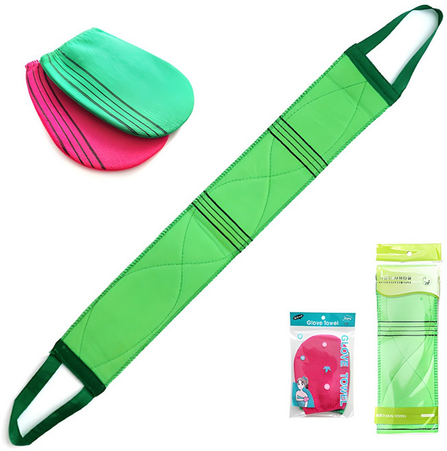 이태리 때타올세트 등타올1개+때장갑2개(그린1+레드1), 등타올1+때장갑2(그린1+레드1), 1세트, 3개입