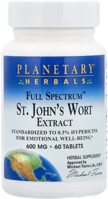 Planetary Herbals Full Spectrum™ 세인트존스워트 추출물 600mg 60정, PlanetaryHerbalsFullSpectrum세인, 1개 - 쿠팡