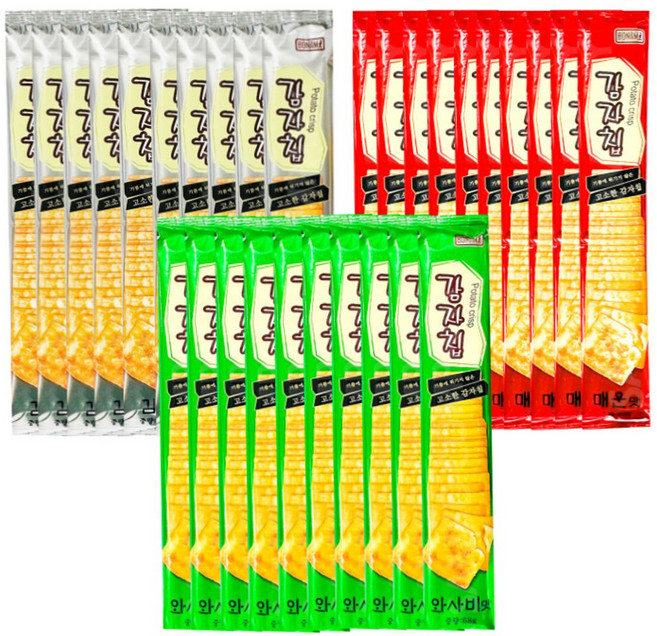 본아미 본아미감자칩 김맛10개+매운맛10개+와사비맛10개 본아미감자칩세트 감자칩 감자칩와사비맛 와사비맛감자칩, 1개