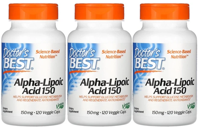 Doctors Best 알파리포산 150mg 베지 캡슐 120정, 3개 - 쿠팡