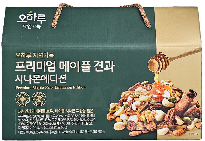 오하루 자연가득 프리미엄 메이플 견과 시나몬에디션 20g x 20개입, 400g, 1개