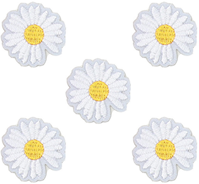 열접착식 와펜 데이지 꽃 민들레 자수 패치 다림질 스티커