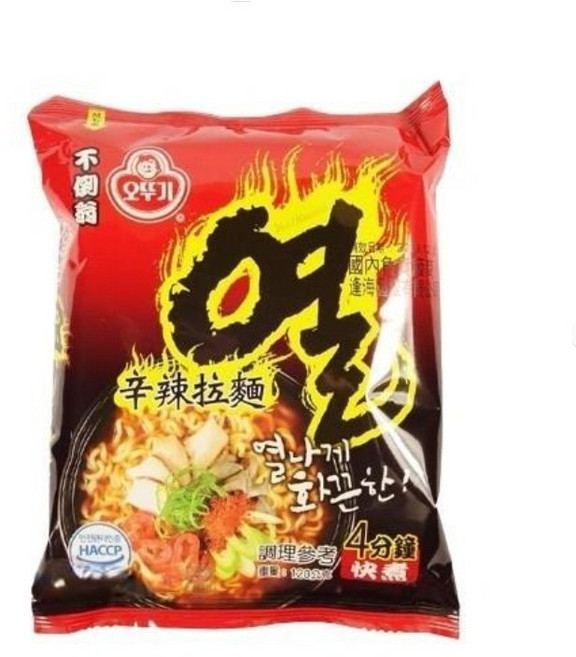 不倒翁 韓國 辛辣拉麵 120g 泡麵, 1個