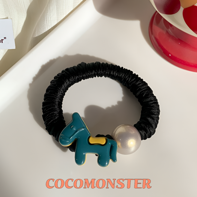 COCOMONSTER 프리미엄 진주 말 포인트 헤어 머리끈 반묶음 헤어끈