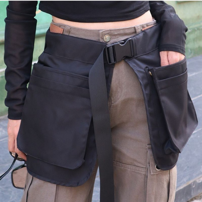 블리스키미 포켓 앞치마 작업용 벨트 형 허리 앞치마 미용 원예 방수재질, 1개, 블랙