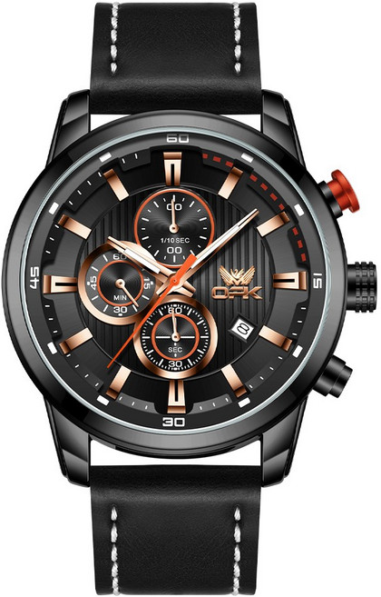 OPK 남자손목시계 정품 쿼츠 럭셔리 명품 워터프루프 야광 가죽