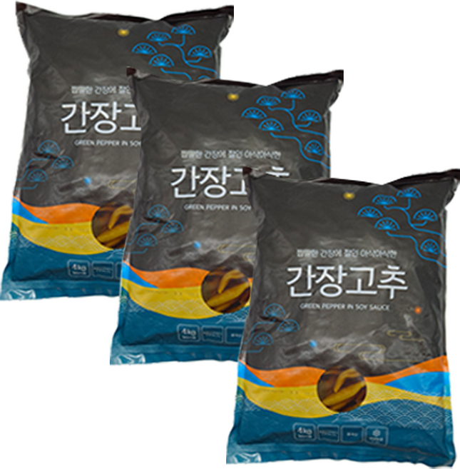 맛찬 착한 간장고추 업소용 대용량, 3개, 4kg