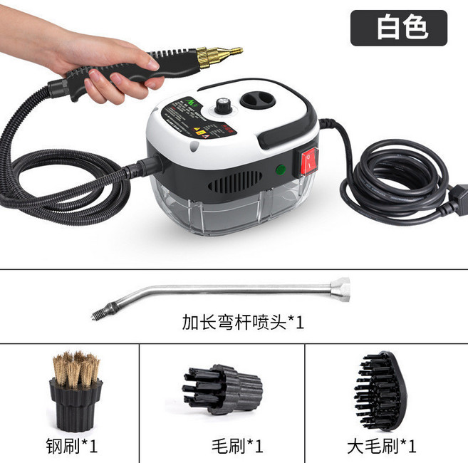 高壓高溫蒸汽清潔機 110V 220V 家用消毒清潔, 白色 旋鈕款 1000ml【基礎套裝】,美規 110V