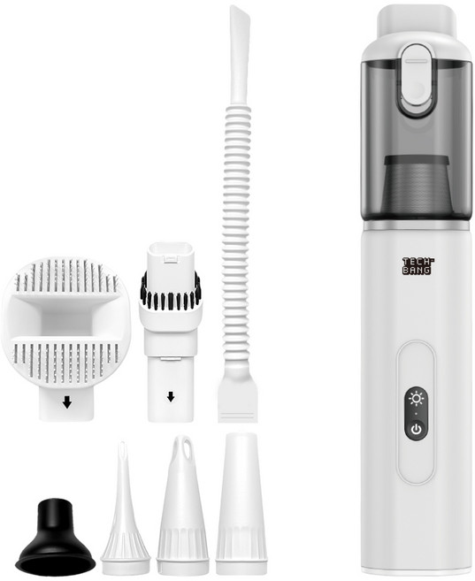 테크뱅 차이슨 무선미니소형 원룸 다용도 차량 휴대용 청소기, 화이트