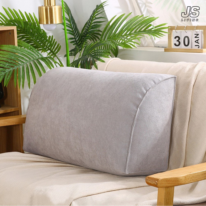 JS리빙 침대 헤드 쿠션 대형 삼각 허리 등쿠션 소파 긴 베개쿠션 등받이 사무실 의자 헤드 커버 배게 거실 푹신한 대쿠션 바디필로우 SD&065478_ASSD, 그레이