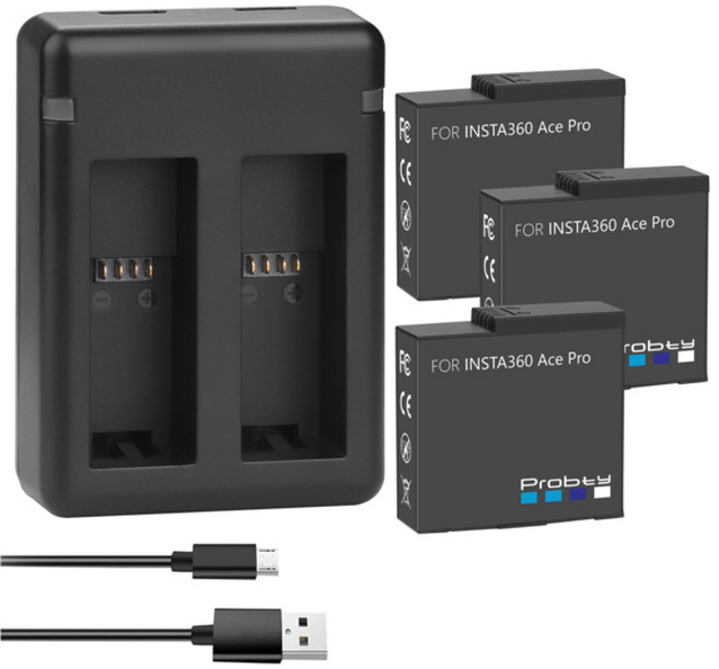 Insta360 Ace Pro Ace 2200mAh 배터리 및 LED 듀얼 충전기 Insta360 Pro 배터리 액세서리 Action, 01 CHINA, [03] 3BatteryWithCharger