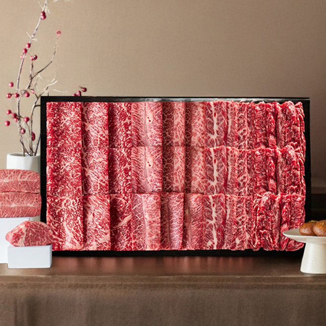 마장동 1++한우 모둠 세트 소고기 600g 800g, 1개, 스페셜800g(등심+부채+앞치마+업진안살)