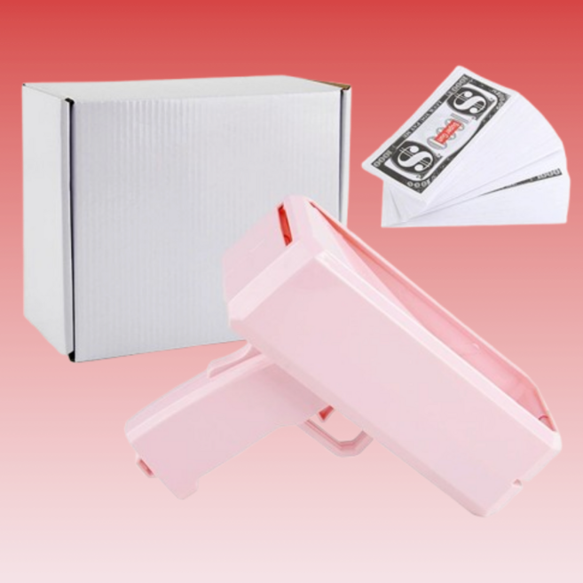 용돈총 머니건 + 가짜지폐 용돈, 1세트, 핑크