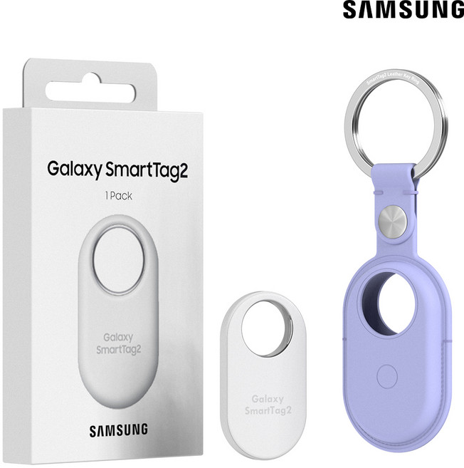 삼성 정품 갤럭시 스마트태그2 위치추적기 트래커 + 삼성 브랄로바 키링 케이스, 1개, 화이트+퍼플