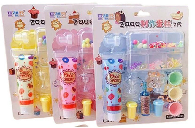 시뮬레이션 크림 접착제 디저트 만들기 모델 DIY 수제 세트 레저 엔터테인먼트 작은 장난감 선물 전화, 01 B, 1개