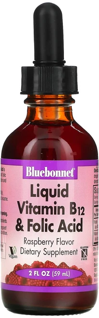 블루본넷뉴트리션 액상 비타민 B-12 엽산 라즈베리향 59ml, 59.147ml, 6개 - 쿠팡