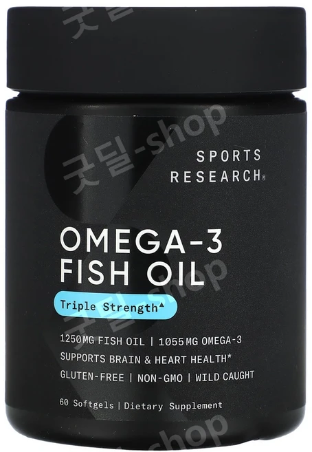 스포츠리서치 오메가3 피쉬 오일 트리플 1250mg 60정, 1개 - 쿠팡