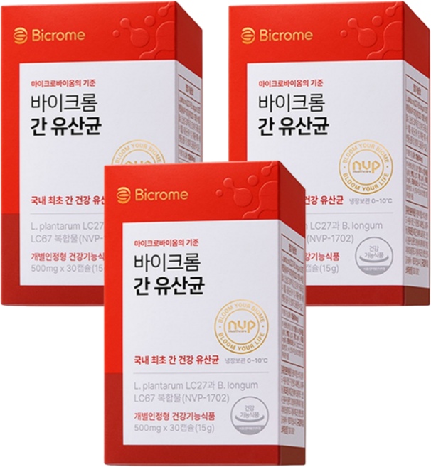 바이크롬 간 유산균 간과 장 듀얼 케어 개별인정원료 5중 기능성 알콜성 간손상 간 피로, 1개, 90회분