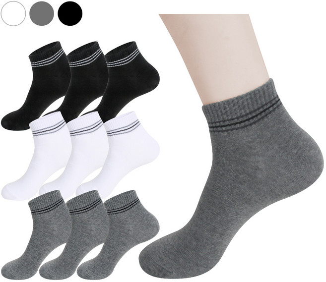 양말조아 면100 순면 흡습 소취 남자 학생 발목짧은 발목세줄링글 양말 단목-10족