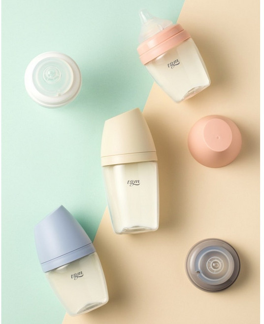 티지엠 국산 트라이탄 아기 신생아 유아 젖병 배앓이 방지 모유실감, 라이스베이지, 1개, 240ml