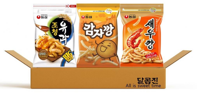농심 과자3종 조감새(조청유과 감자깡 새우깡) 대용량 지퍼백 스낵, 1세트