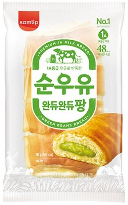 삼립 순우유 완듀완듀팡, 3개, 110g