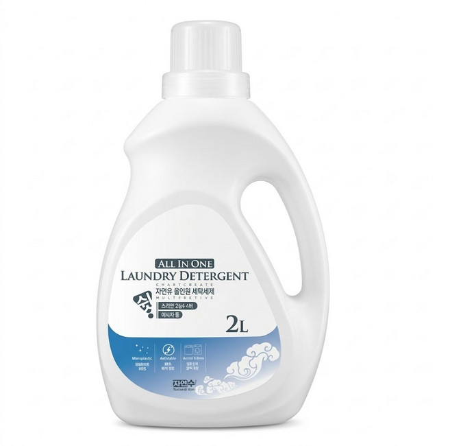 천연 유아 세탁세제 아기옷 얼룩 찌든때 제거 자연수 고농축 액체세제 2L, 5개