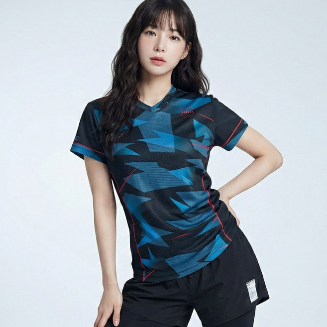 픽스기어 국내제작 여성 배드민턴복 탁구복 테니스복 기능성 반팔 티셔츠 흡한속건 단체복 브이넥 라운드넥 TSW-JH38