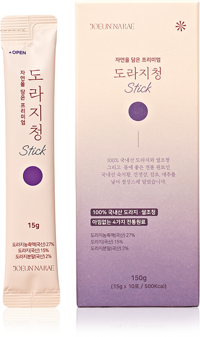 조은나래 국산 도라지청 목 스틱 약도라지청 환절기, 1박스, 10개입, 15g