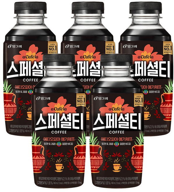 빙그레 아카페라 스페셜티 에티오피아, 460ml, 5개