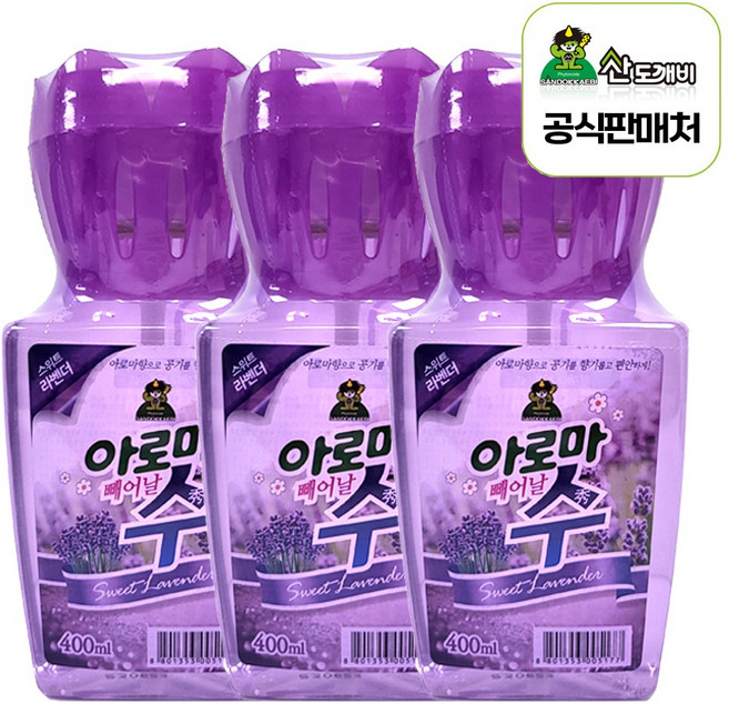 산도깨비 아로마 수 방향제 400ml 3개 라벤더향 거실 주방 냄새제거 화장실 욕실, 라벤더