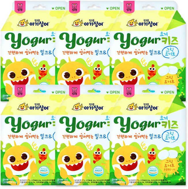 핑크퐁 아기상어 요거키즈 밀크&그릭요거트 캔디, 6개, 40g