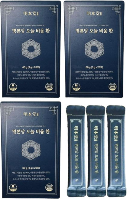 차전자피 분말 발효녹용추출분말 오늘비움환 명본당, 3개